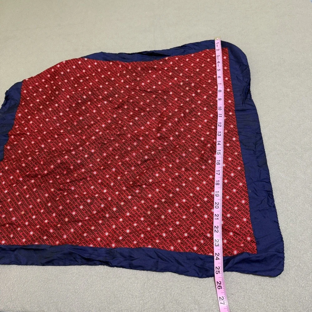 Vtg‎ Scarf Made In Italy IP Building Materials 100% Silk Red White Blue Font